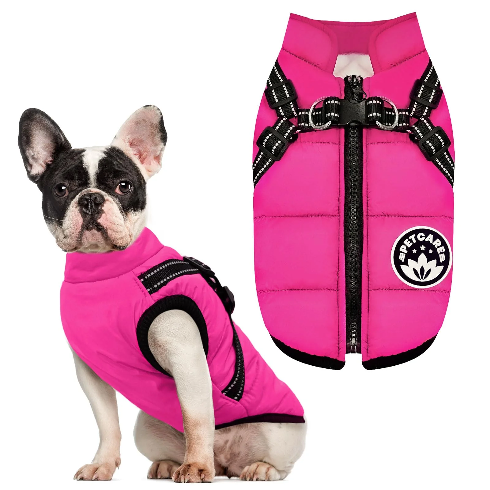 Stylish PETCARE Winter Dog Coat with Harness – Waterproof Reflective Snow Jacket for Dogs Cats Detailed