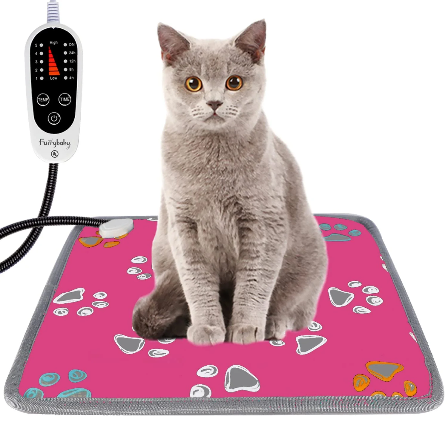 Original Design furrybaby Pet Heating Pad 17x17in – Waterproof Adjustable Temp Anti-Bite Tube Safe