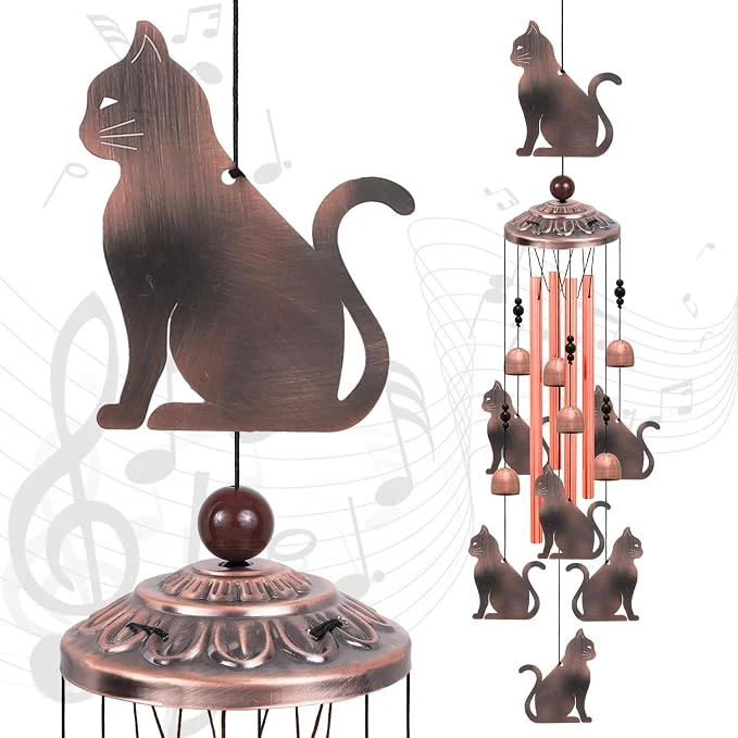 Quality Outdoor Cat Wind Chimes Gifts for Mom Grandma Family Music Wind Catcher Stylish