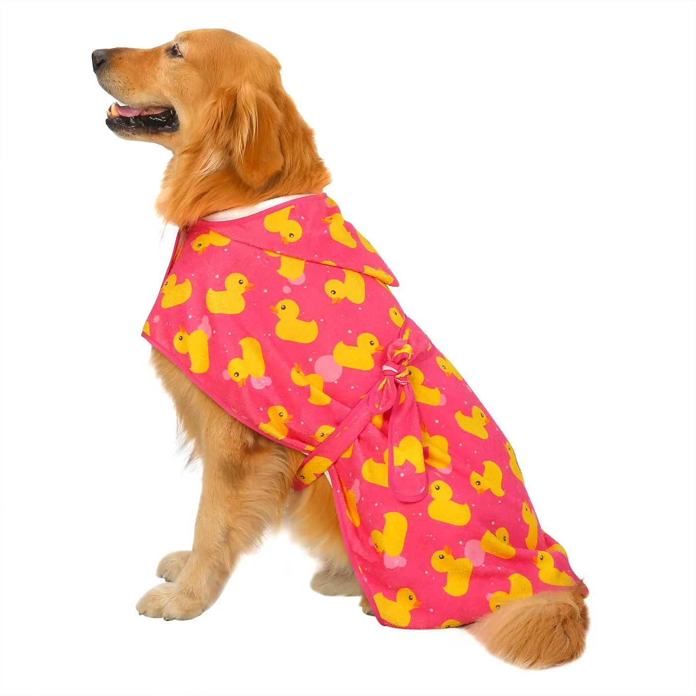 Quality HDE Dog Bathrobe – Ultra-Absorbent Quick-Dry Hooded Towel Wrap S-XXL Pink Rubber Ducks Traditional