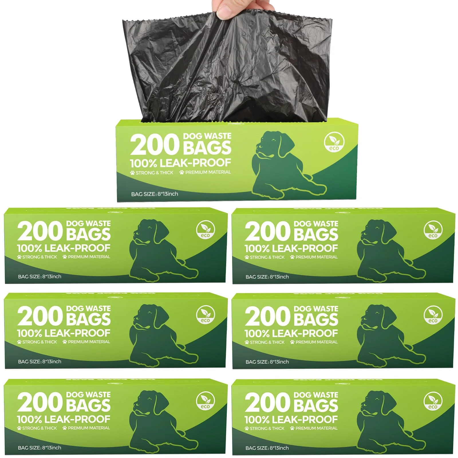 Advanced Sherr 6 Boxes Leak-Proof Dog Poop Bags – 1200 Bulk Waste Bags Sustainable
