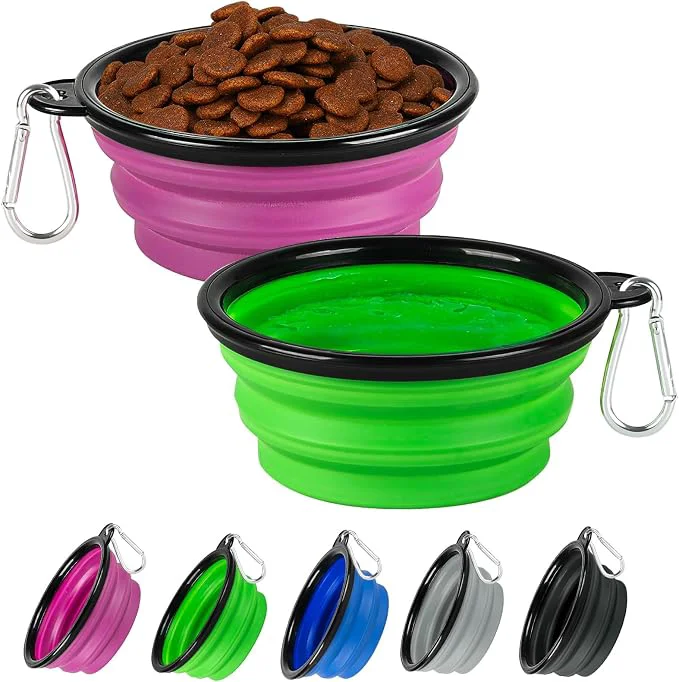 Environmentally Friendly Collapsible Dog Bowl 2 Pack Dog Water Bowls Green