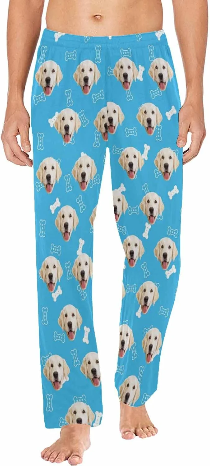 Relaxed MyPupSocks Customized Face Pajamas Pants Photo Pajama Bottoms for Men S-XXL Reusable