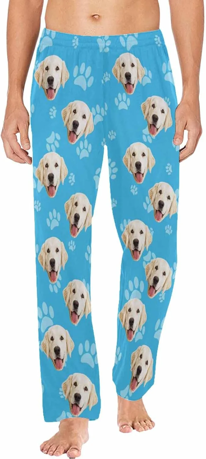 Eco-Friendly MyPupSocks Customized Face Pajamas Pants Photo Pajama Bottoms for Men S-XXL Breathable