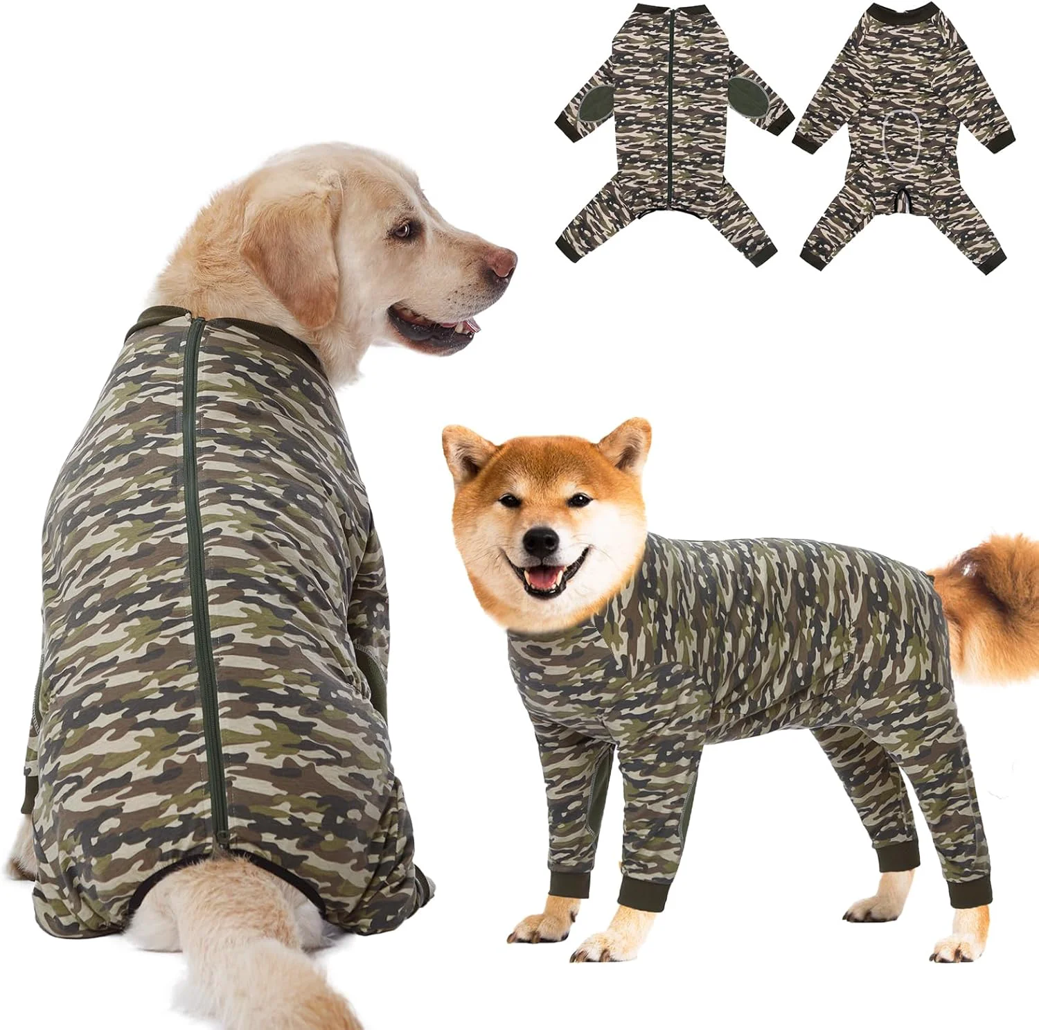 Fast Yeapeeto Dog Onesie Surgery Recovery Suit for Large Medium Bodysuit Dogs Pajamas PJS Full Body for Shedding Prevent Licking Wound Protection Cone 2XL Camo Stylish