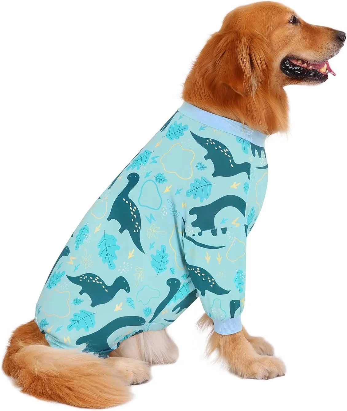 Unique HDE Dog Pajamas One Piece Jammies Jumpsuit Pet Clothes Outfit Stretchy Lightweight Comfy Shirt Pjs for M-3XL Dogs Dinosaurs - XXL Stylish