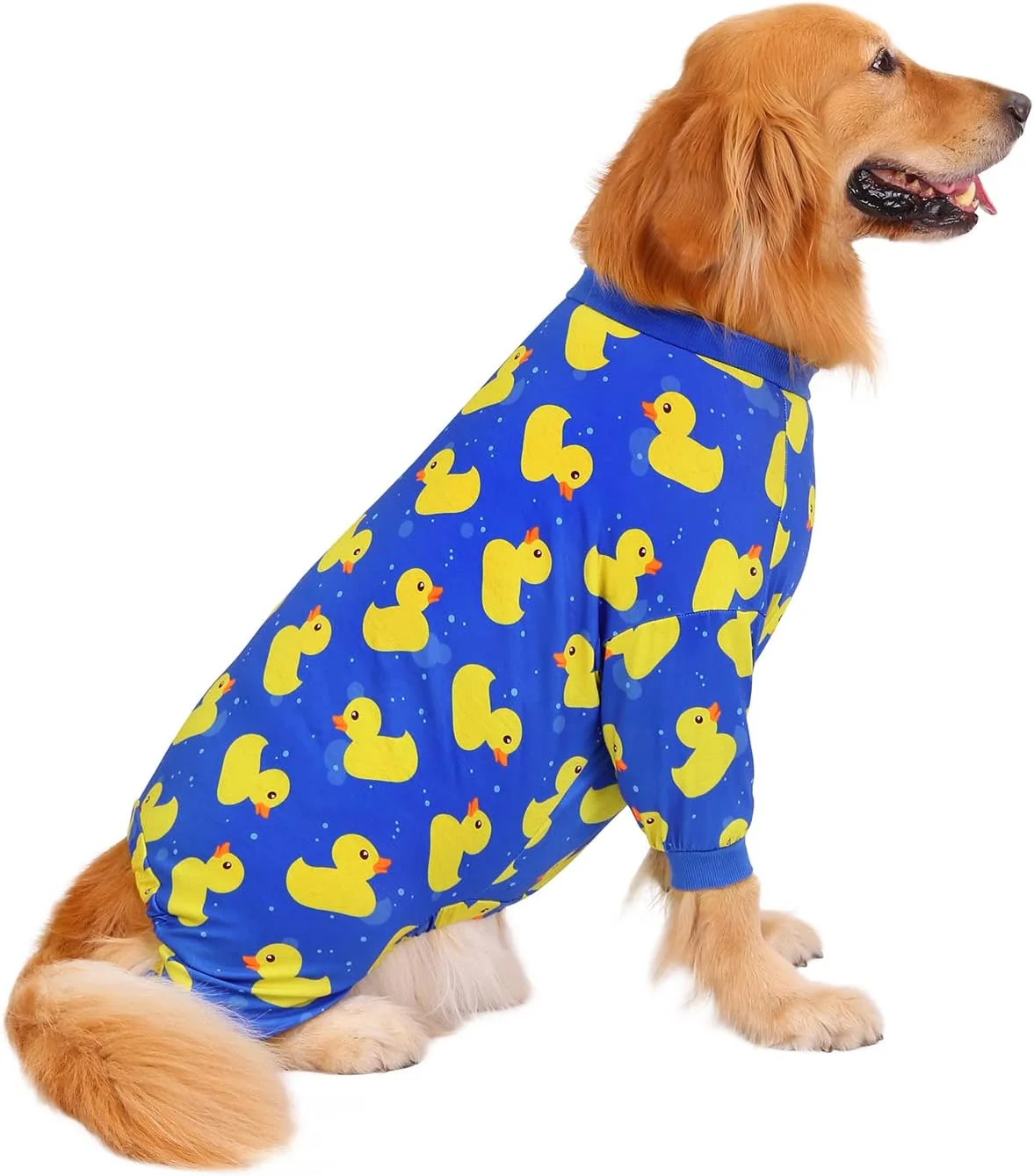 User-Friendly HDE Dog Pajamas One Piece Jammies Jumpsuit Pet Clothes Outfit Stretchy Lightweight Comfy Shirt Pjs for M-3XL Dogs Ducks Blue - XL Classic