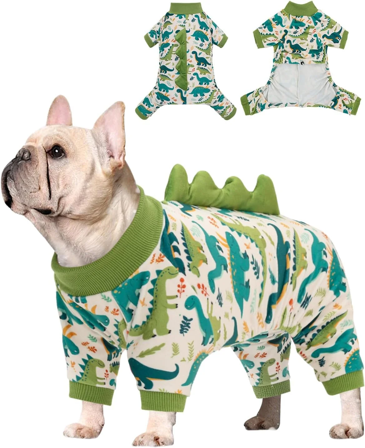 Trusted CuteBone Dinosaur Costume Dog Pajamas Stretchy Spandex Crystal Velvet Sleepwear Coat for Small Dogs Soft Warm Pet Outfit Clothes for Cold Weather Cozy Pullover Design COSP05S Expertly Made