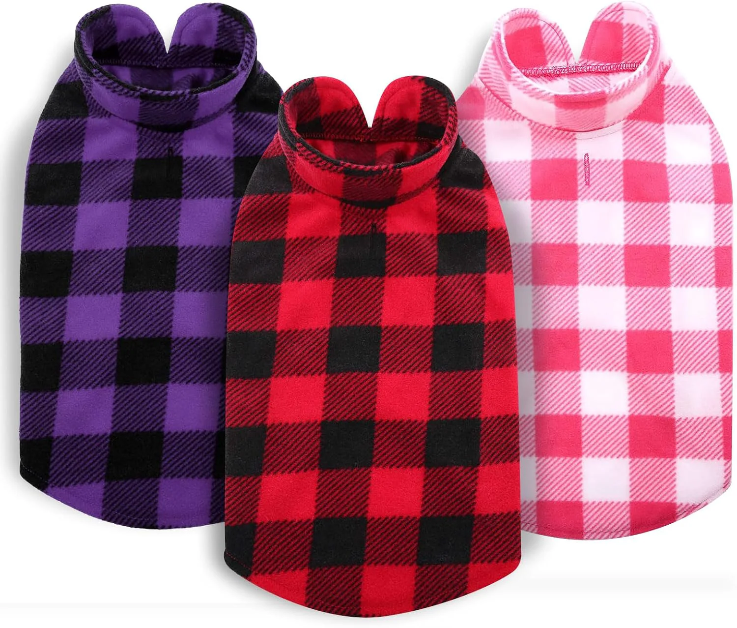 Comfortable ASENKU PLAID Dog Fleece Vest Pajamas - 3 Pack Warm Winter Dog Coat Jacket Pet Clothes for Small Medium Dogs Practical