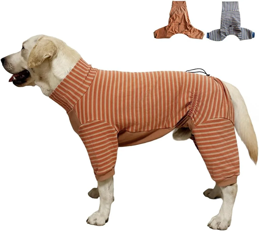 Versatile Dog Pyjamas PJS Sweater Clothes and Home Clothing Suitable for Small to Medium Breeds of Dogs Dog Neutering Suits Extra-Large Stretch Fabric Four-Legged Thickened Orange Stripes L Unique