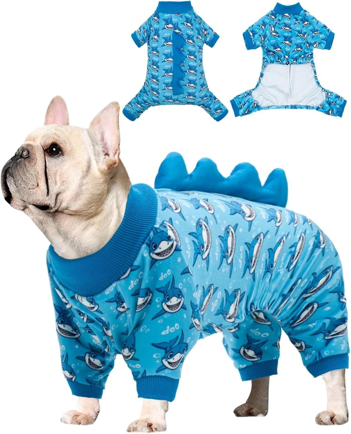 Contemporary CuteBone Shark Costume Dog Pajamas Stretchy Spandex Crystal Velvet Sleepwear Coat for Small Dogs Soft Warm Pet Outfit Clothes for Cold Weather Cozy Pullover Design COSP07L Efficient