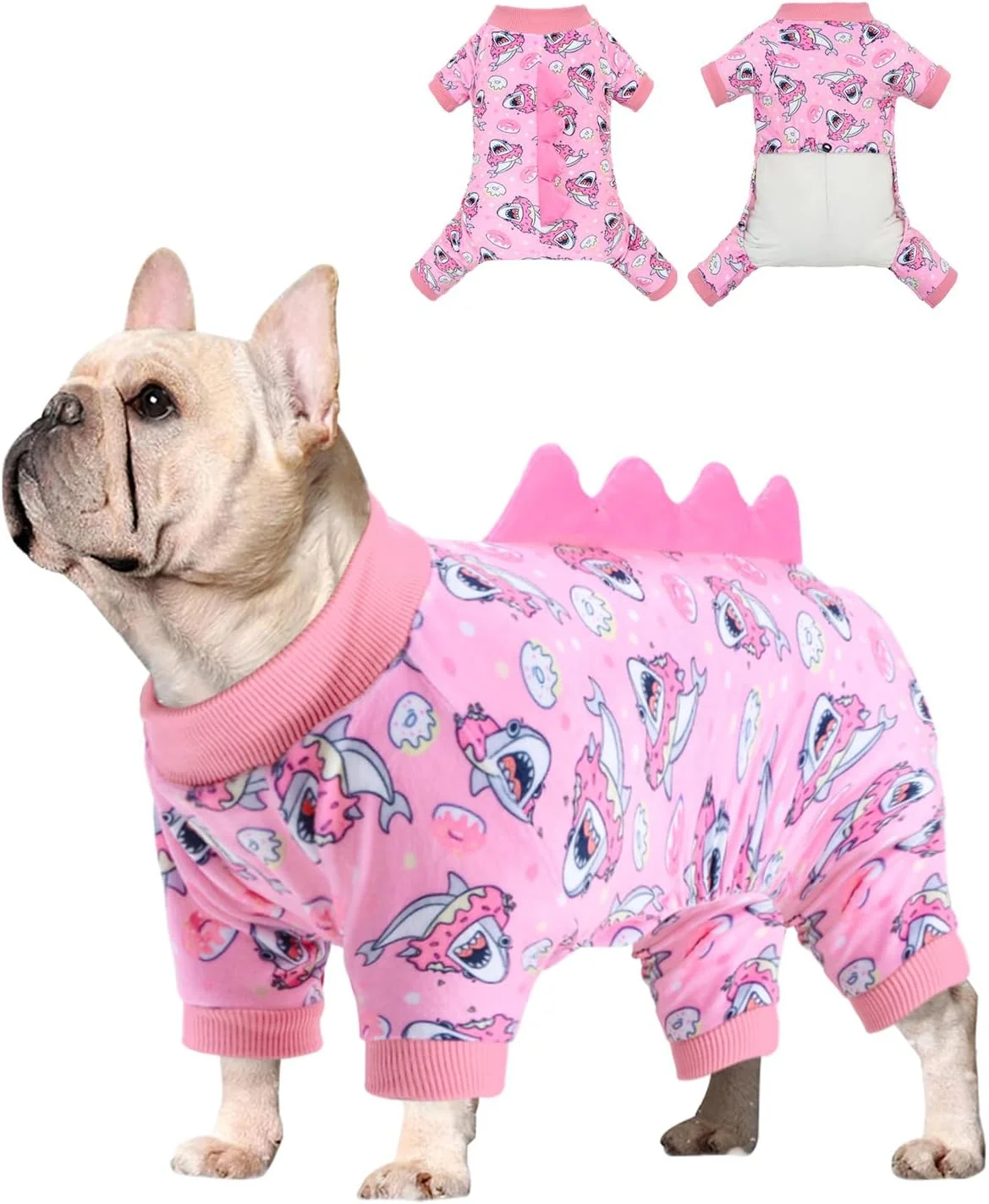World-Class CuteBone Dinosaur Costume Dog Pajamas Stretchy Spandex Crystal Velvet Sleepwear Coat for Small Dogs Soft Warm Pet Outfit Clothes for Cold Weather Cozy Pullover Design COSP09XL Lightweight
