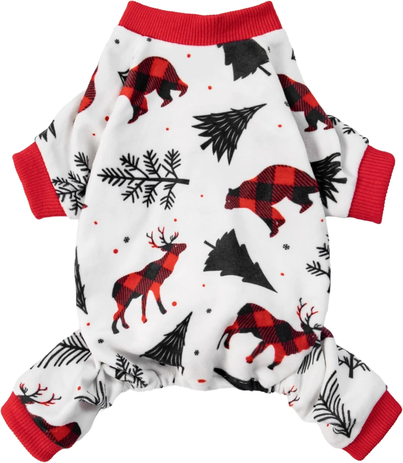 Long-Lasting Fitwarm Reindeer Dog Christmas Pajamas Winter Doggy Clothes for Small Dogs Boy Girl Fleece Dog Onesie with Feet Holiday Pet Outfit Black White Red Small Clean
