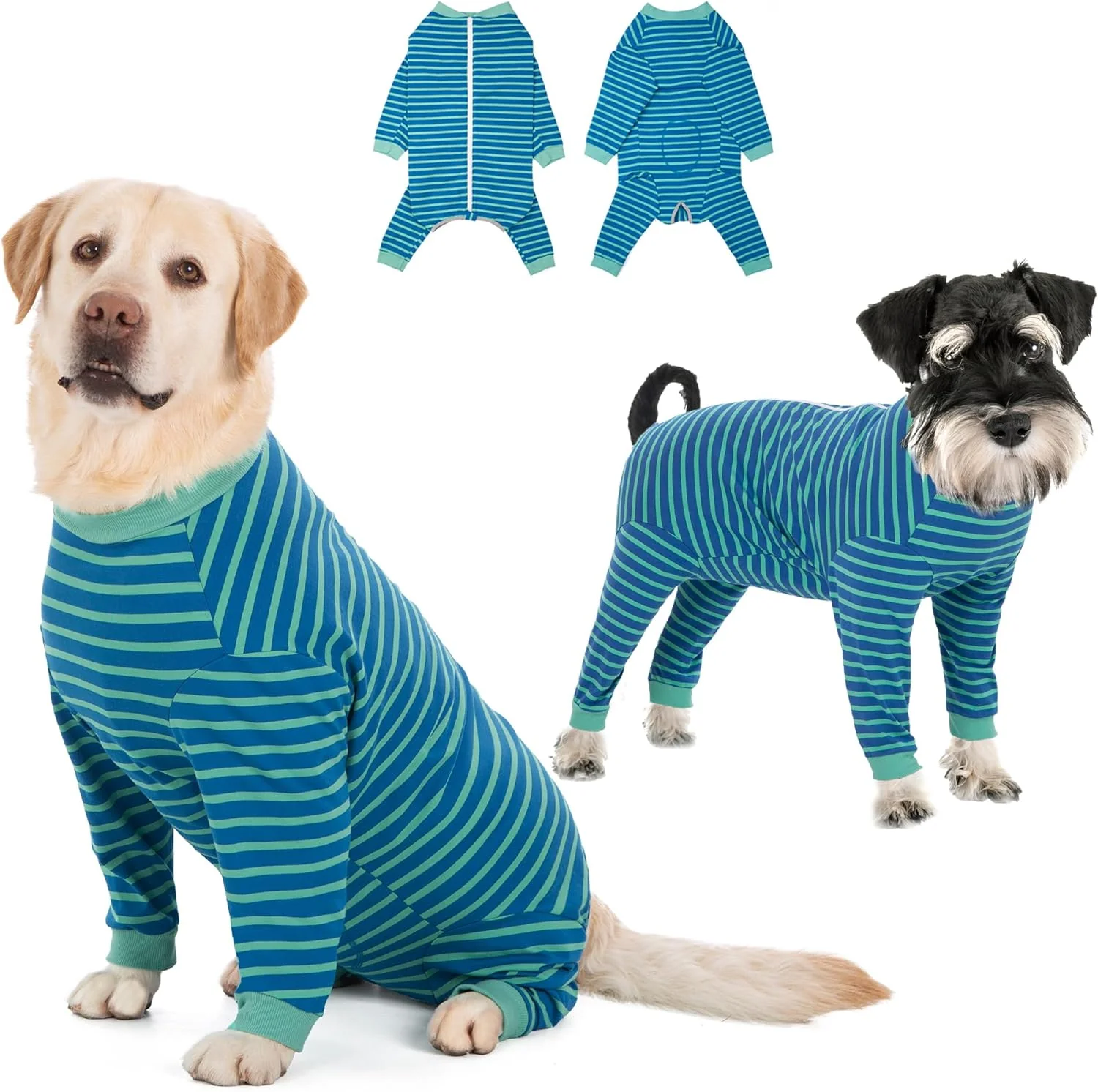 Trendy Yeapeeto Dog Onesie Surgery Recovery Suit for Large Medium Bodysuit Dogs Pajamas PJS Full Body for Shedding Prevent Licking Wound Protection Cone … Blue Green X-Large Consistent