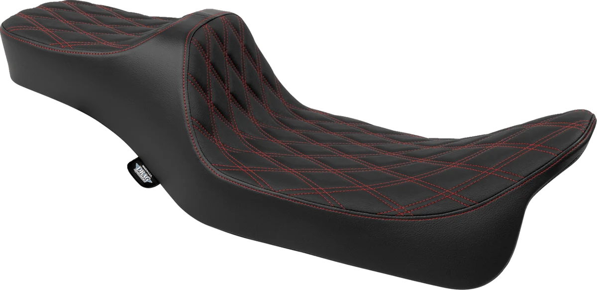 World-Class DRAG SPECIALTIES Predator III Seat - Extended Reach - Double Diamnd - Red Stitching - FLH FLT '08-'24 4687D Innovative