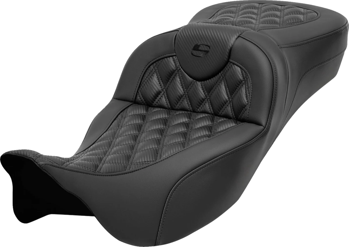 Flexible SADDLEMEN Roadsofa Extended Reach Seat - Lattice Stitch - Carbon Fiber - FL '08-'23 - 808-07B-20700 Official