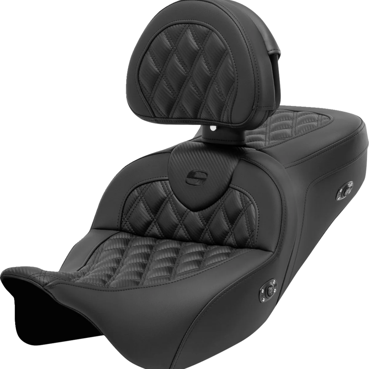 Easy-to-Use SADDLEMEN Roadsofa Seat with Backrest - Lattice Stitch - Carbon Fiber - FL '08-'23 Part 808-07B-206C0 Advanced