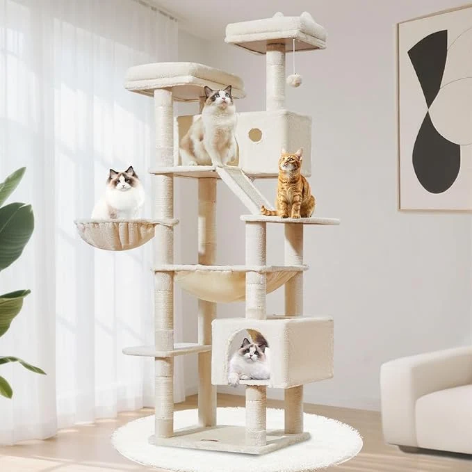 Refined Taoqimiao Cat Tree 71-Inch Cat Tower Traditional