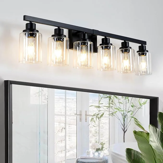 Fine Crafted 6-Light Black Vanity Lights 38'' Modern Bathroom Vanity Lighting Fixtures Above Mirror， Industrial Matte Bathroom Light Fixtures Bath Wall Light Fixtures Black Wall SconcesAbout ThisOverview Outstanding