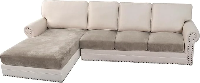 High-Performance H.VERSAILTEX Velvet Stretch Sectional Couch Covers 4 Pieces Sofa Seat Cushion Covers L Shape Separate Cushion Couch Chaise Cover for Both Left Right Couch Large Sofa 3 Seater 1 Chaise Oatmeal About ThisOverview Recyclable