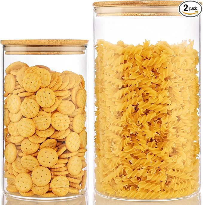 Smart Extra Large Glass Flour and Sugar Storage Containers with Airtight Lid 132 floz x1 65 floz x1 Set of 2 Big Glass Jars with Bamboo Lids Air Tight Food Jar for Ce Pasta Rice CoffeeAbout ThisOverview Selected