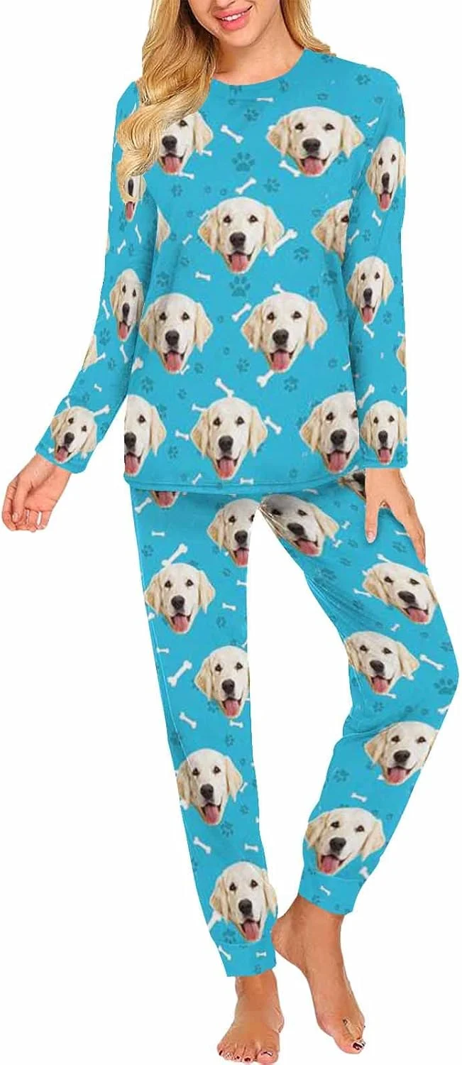 Detailed MyPupSocks Custom Face Pajamas Sets for Women Personalized Photo Sleepwear XS-XXL Classic