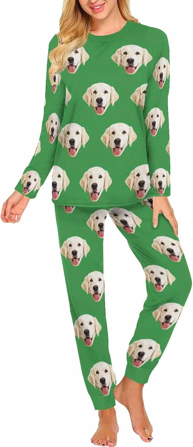 Environmentally Friendly MyPupSocks Custom Face Pajamas Sets for Women Personalized Photo Sleepwear XS-XXL Breathable