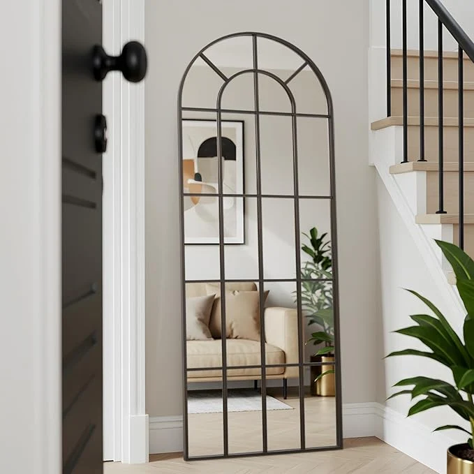 Selected Arched Windowpane Mirror Full Length 71 x30 Wall Mounted Bronze Art Pane Farmhouse Decorative Floor Mirror Leaning Hanging Wall Mirror for Bedroom Living Room EntranceAbout ThisOverview Official