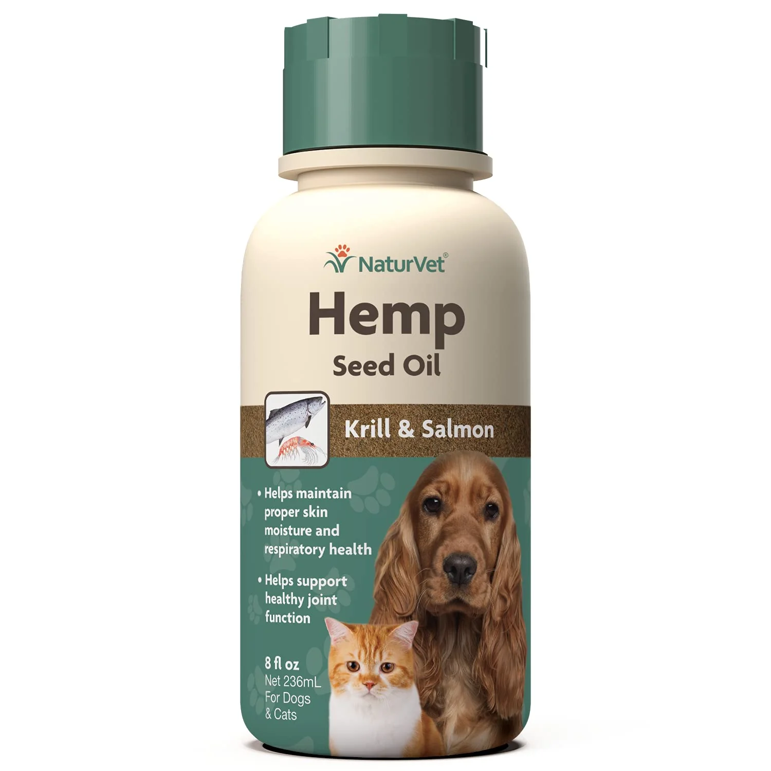 World-Class NaturVet Hemp Seed Oil Krill and Salmon – 8 oz Liquid for Dogs Cats Made in USA Breathable