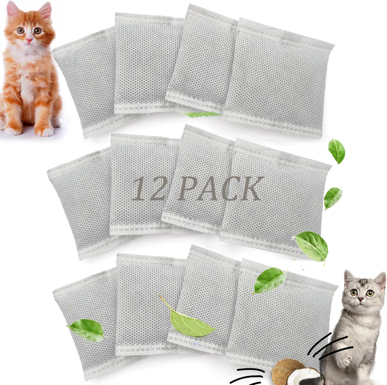 Organic 12 Pack Universal Odor Eliminator for Hooded Cat Litter Box Natural Activated Charcoal Filters Refills Cat Toilet Odor Control for Automatic Litter Box Superior
