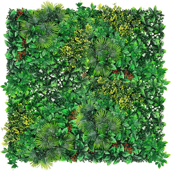 Fine Artificial Grass Wall Panels 20''x20'' 6pcs Boxwood Wall Panels with Tropical Leaves Faux Greenery Privacy Fence Screen Grass Backdrop for Outdoor Indoor Garden Birthday Wedding DecorAbout ThisOverview Clean