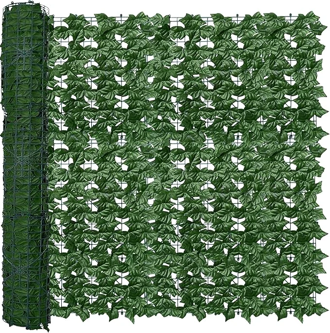 Innovative Artificial Fence Privacy Screen 4FT x 20FT UV-Anti Faux Greenery Backdrop Ivy Chain Link Shades Panels for Patio Balcony Garden Deck Backyard Indoor Outdoor Green Wall DecorAbout ThisOverview Comfortable