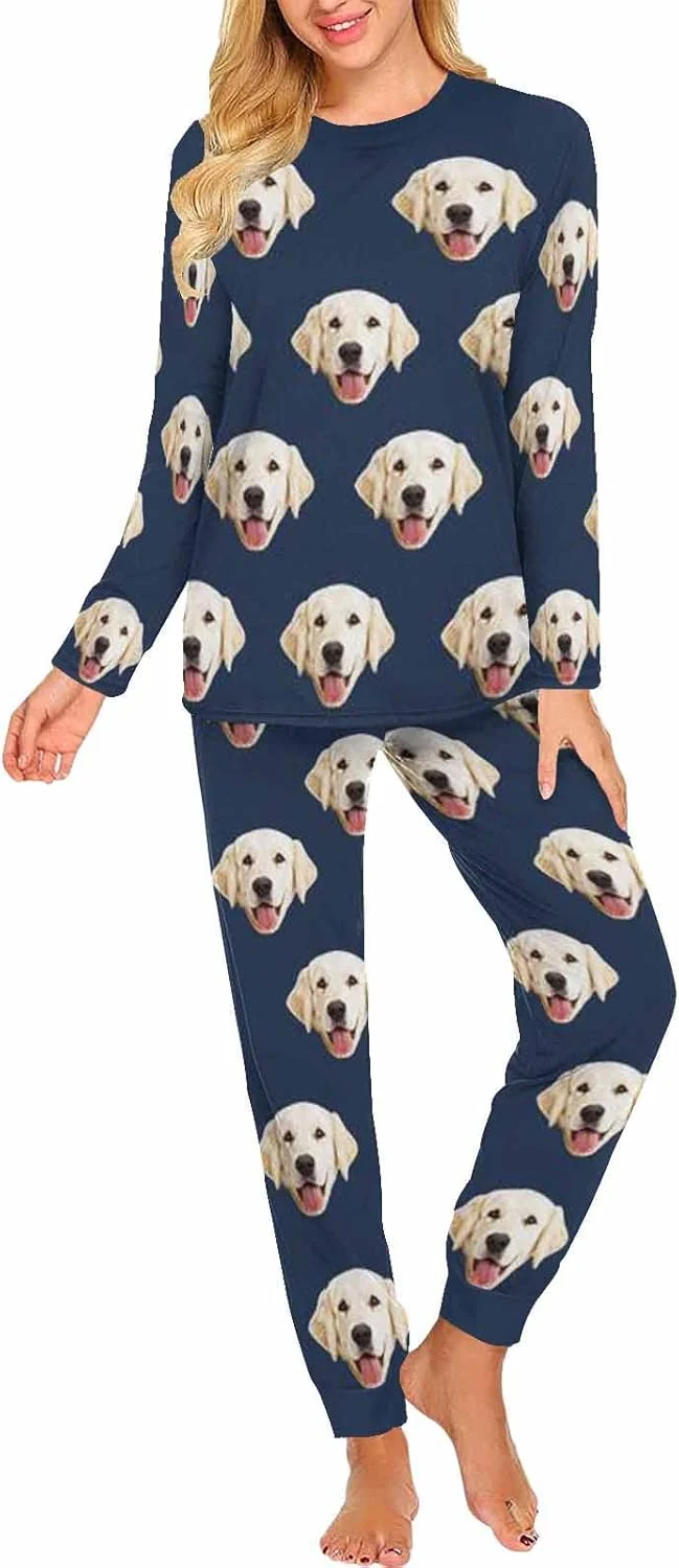Genuine MyPupSocks Custom Face Pajamas Sets for Women Personalized Photo Sleepwear XS-XXL Relaxed
