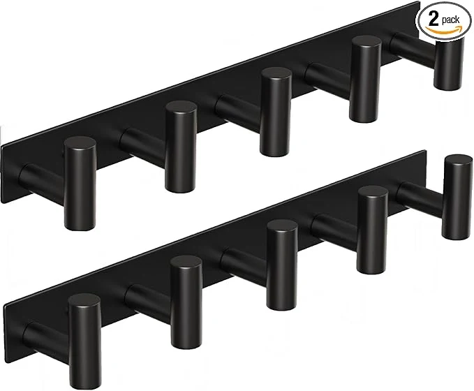 Environmentally Friendly Coat Rack Wall Mounted with 5 Hooks Heavy Duty Stainless Steel Wall Hooks for Towel Coat Bag Hat Rack Coat Hanger Coat Hooks Towel Racks for Bathroom Entryway Kitchen Hotel Black 2 Packs About ThisOverview Carefully Designed