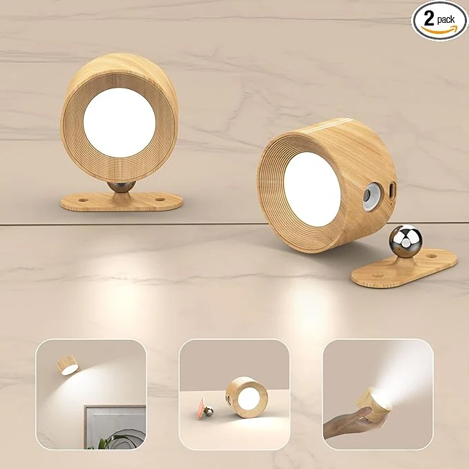 Fine 2Pack Battery Operated Wall Sconce 3 Color Modes 3 Brightness Levels 360°Rotation Lighting Touch Control Wall Mounted Lamp LED Wall Lights for Bedroom Reading Bedside Wall Sconces Set of TwoAbout ThisOverview Reliable