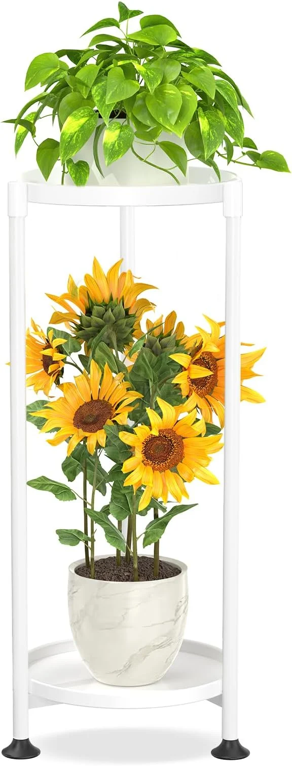 Breathable KMOTASUO 2 Tier Plant Stand Indoor for Large Tall Heavy Duty Planter Multiple Sturdy Metal Flower Corner Rack for Narrow House Floor Iron Vertical Level Round Orchi Holder Organizer WhiteAbout ThisOverview Solid