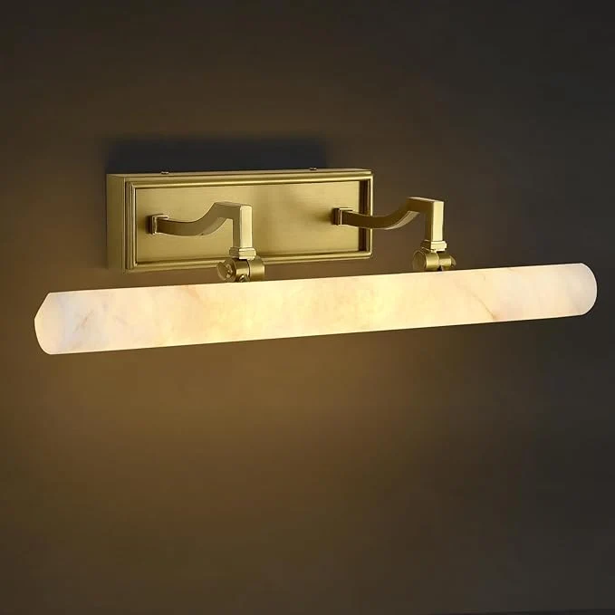 Refined Alabaster Vanity Lights 20in Marble Bathroom Vanity Sconces Modern Wall Picture Lights Hardwired Dimmable Brush Gold Art Light Brass Picture Frame Light for Artwork Poster Library Photo DisplayAbout ThisOverview Official