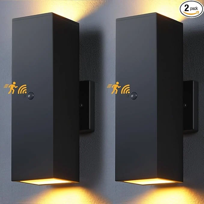 Advanced SHlMR Motion Sensor Porch Light 2 Pack Dusk to Dawn Outdoor Light Fixture Wall Mount with Bulbs Include Black Outdoor Sconce Lights Aluminum Modern Up and Down Outside Lights for House ETL ListedAbout ThisOverview Traditional