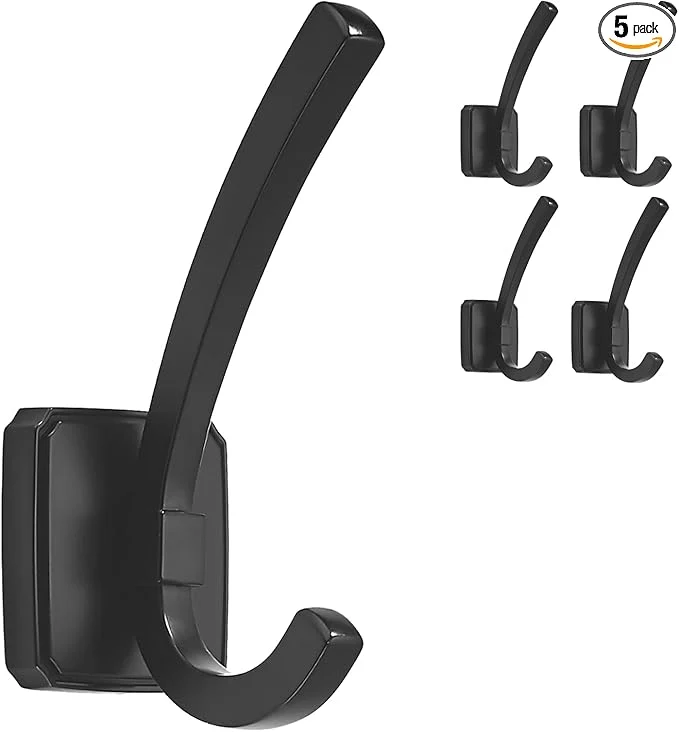 Solid TUNNY Coat Hooks Square Base Wall Hanging -Black Coat Hooks 5 Pack for Entry Shoe Cabinet Wardrobe Bathroom Bedroom Furniture HardwareAbout ThisOverview Elegant