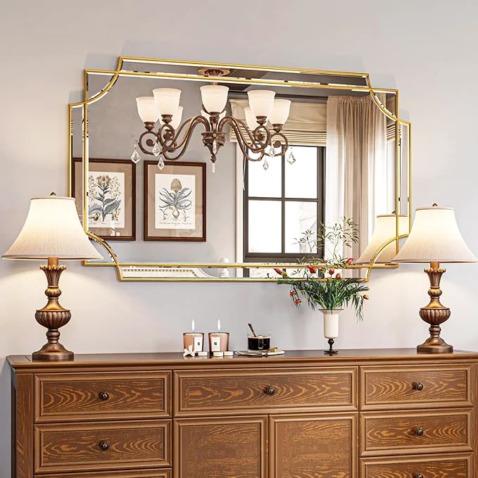 Fashionable Kelly Miller 30 x48 Large Gold Mirror for Wall Decor Modern Decorative Mirror Rectangle Wall Vanity Mirror Bevelled Full Length Mirror for Bathroom Living Room Bedroom Farmhouse Fireplace EntrywayAbout ThisOverview User-Friendly