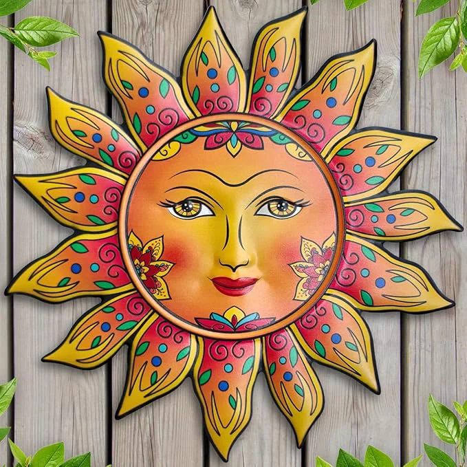 Trendy Metal Sun Wall Decor - Sun Flower Wall Art Decoration Hanging Decoration for Home Garden Farmhouse Yard Patio Fence Living Room BedroomAbout This Refined