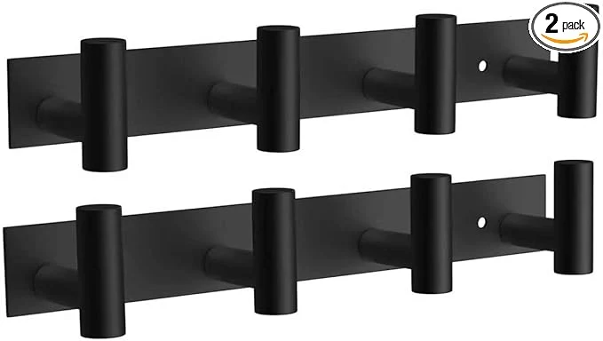 Proven VAEHOLD 2PACK Hat and Coat Wall Mount Rack - 4 Hooks for Robes Bags Keys and Towels - Bathroom Towel Hanger Organizer -BlackAbout ThisOverview Organic