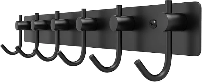 Responsible VAEHOLD Wall Hooks for Hanging Black Coat Rack Wall Mount with 6 Coat Hooks Towel Hanger Hat Hooks Robes Hook in Bathroom Bedroom Kitchen Living Room 1PACK About ThisOverview Solid