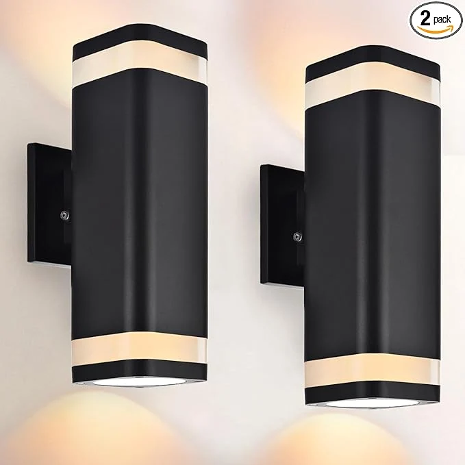 Excellent wowlite Dusk to Dawn Outdoor Wall Light 2 Pack Modern Exterior Lights for House Matte Black Outdoor Wall Sconce with E26 Base Waterproof Outdoor Light Fixture Wall Mount Up and Down LightingAbout ThisOverview High-Performance