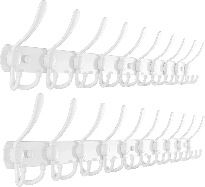 Fast Dseap Coat Rack Wall Mount - 38 Long 10-Tri-Hooks Heavy Duty Coat Hanger Rail Wall Hooks for Hanging Coats Hats Clothing Clothes Purse Mudroom Entryway White Pack of 2About ThisOverview Refined