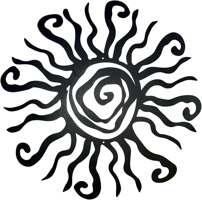 Easy-to-Use Riverside Designs Wacky Sun Metal Wall Art Indoor Outdoor Decor - 12 Black Rust Proof Wall Sculpture - Made in USA - I for Bedroom Garden Home Patio and FarmhouseAbout This Verified