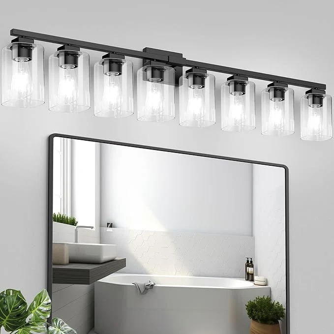 Minimalist BesLowe 51 8-Light Bathroom Light Fixture Modern Black Vanity Light Bathroom Lighting Fixtures Over Mirror Matte Black Bathroom Wall Lamp Wall Lights for Living Room Bedroom HallwayAbout ThisOverview Responsible