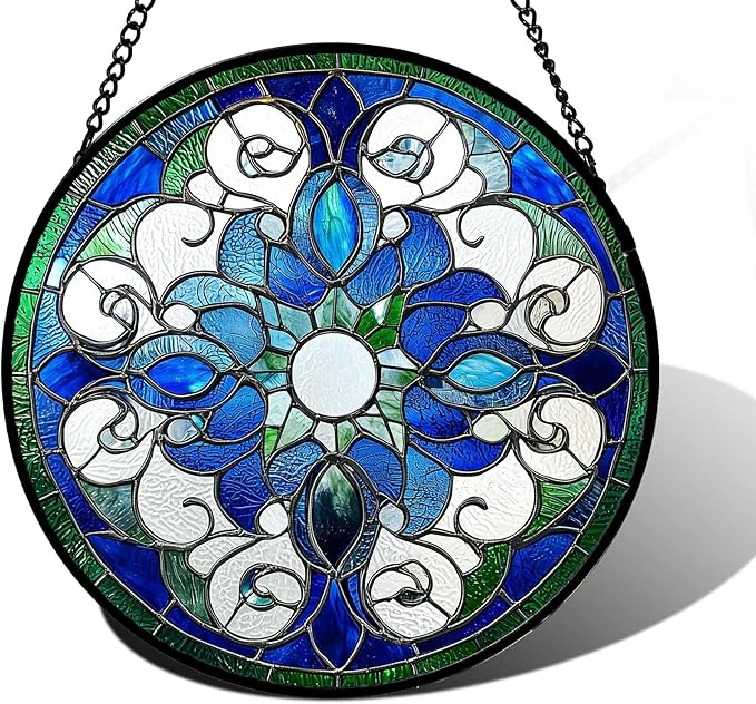 Luxury Stained Glass Window Hanging Boho Style Sun Catchers Diamond Glass Panel Hangings Tiffany Suncatcher Decor for Birthday for Women Men Wife Aunt and Mom 7.8 inAbout This Verified