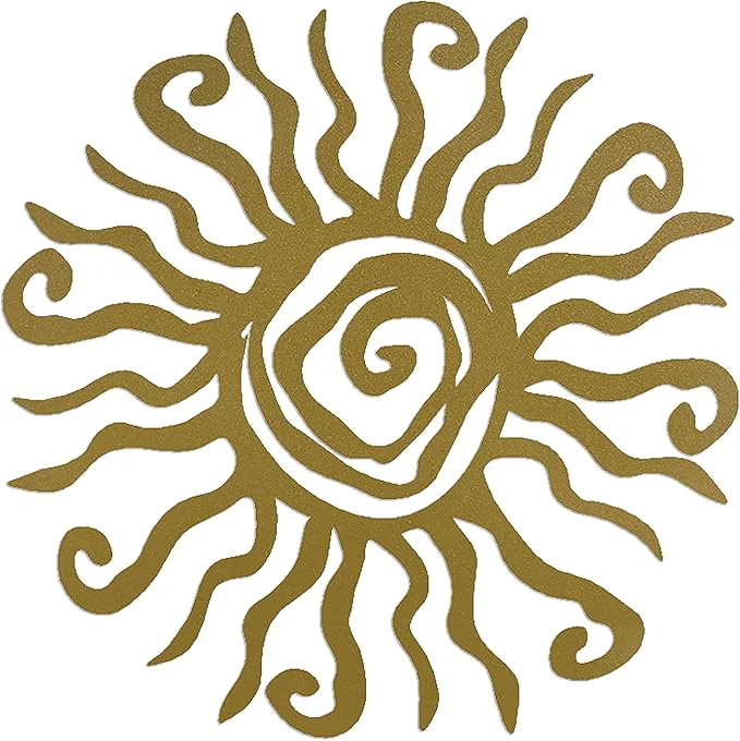 Fine Crafted Riverside Designs Wacky Sun Metal Wall Art Indoor Outdoor Decor - 30 Gold Rust Proof Wall Sculpture - Made in USA - I for Bedroom Garden Home Patio and FarmhouseAbout This Dependable