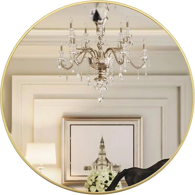 Flexible Growsun 39 inch Gold Round Mirror Large Wall Mounted Circle Mirror Metal Frame for Bathroom Entry Dining Room Living RoomAbout ThisOverview Practical